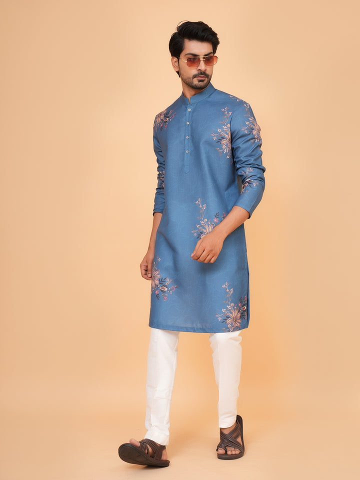 Floral Blue Kurta Set - KM44545-3