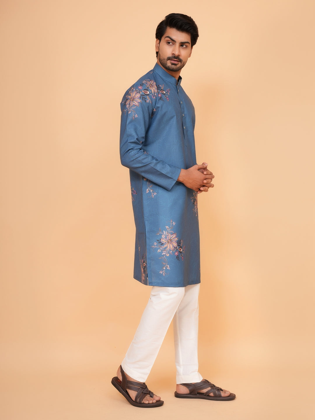 Floral Blue Kurta Set - KM44545-3