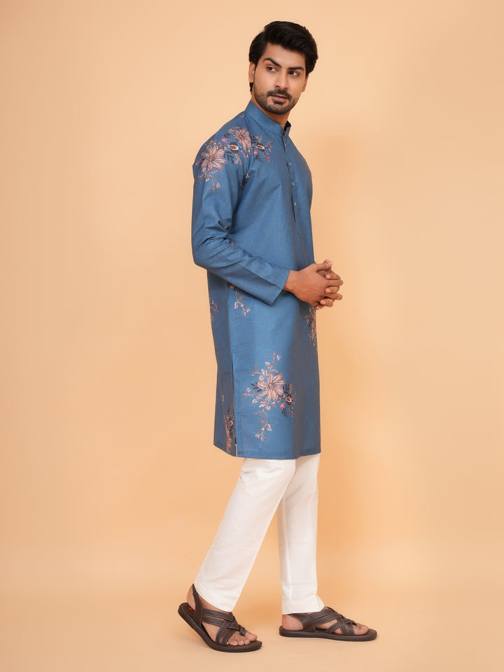 Floral Blue Kurta Set - KM44545-3