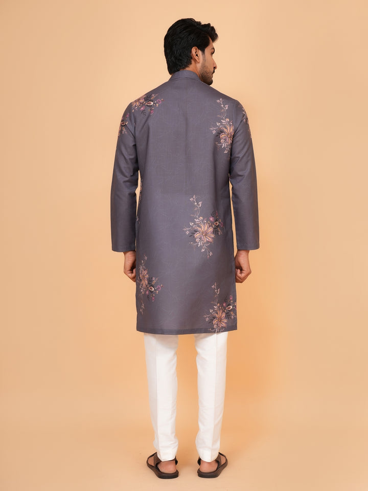 Floral Grey Kurta Set - KM44545-2