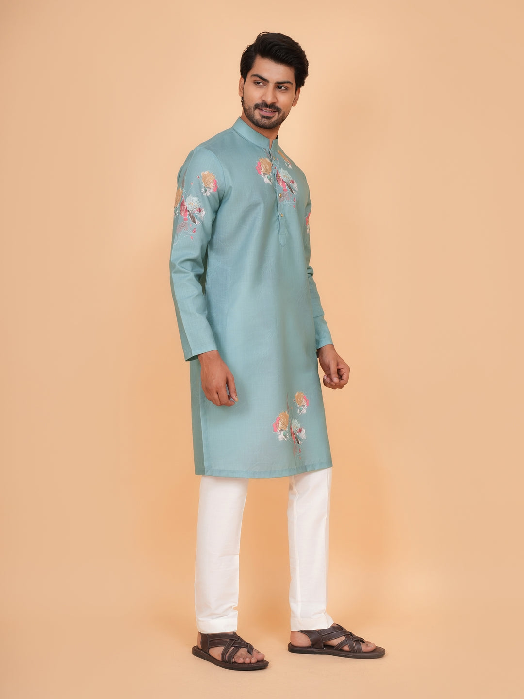 Floral Green Kurta Set - KM44546-3