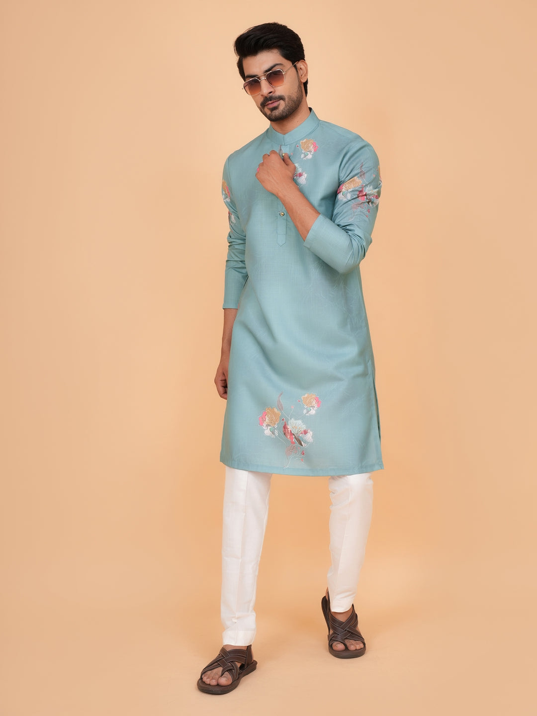 Floral Green Kurta Set - KM44546-3