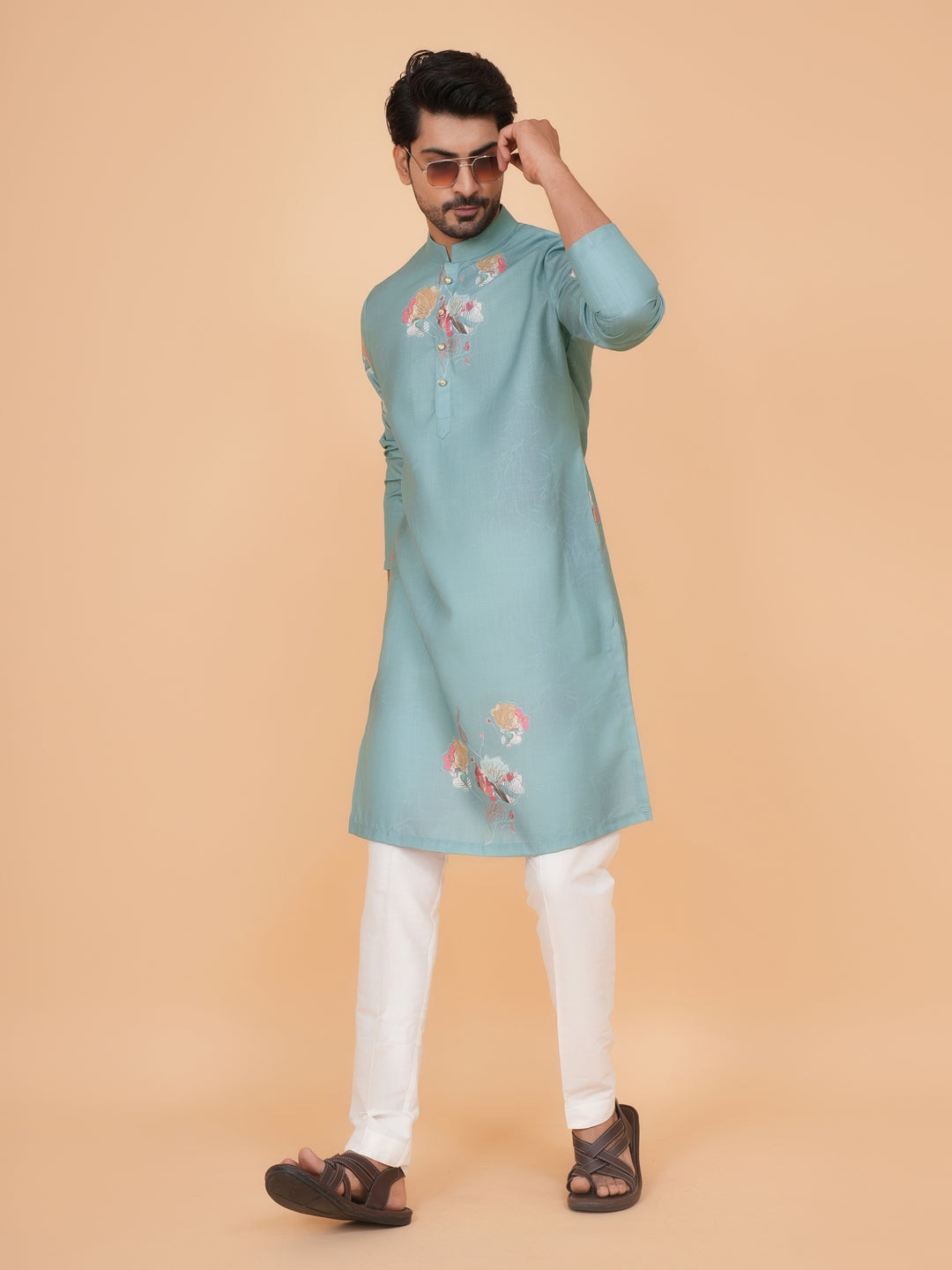 Floral Green Kurta Set - KM44546-3