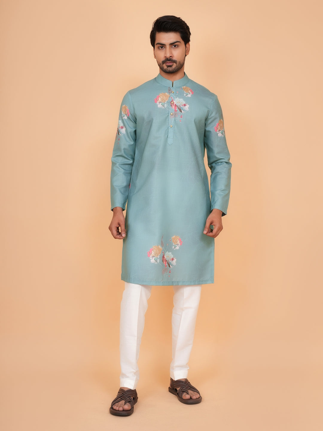 Floral Green Kurta Set - KM44546-3