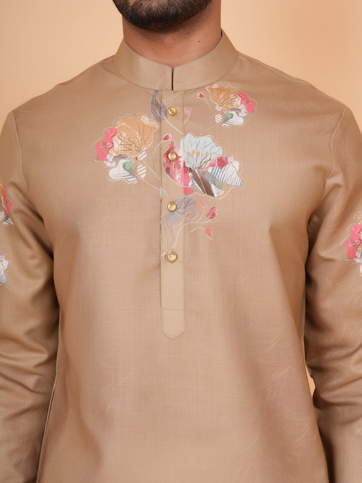 Floral Mustard Kurta Set - KM44546-2