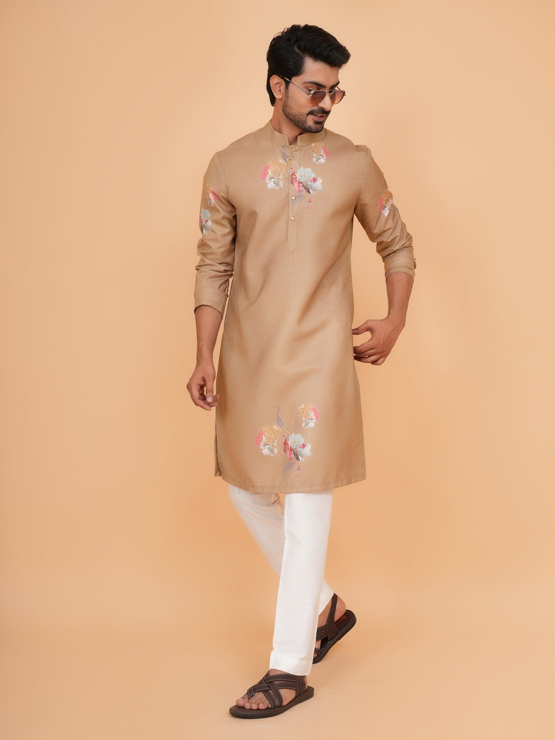 Floral Mustard Kurta Set - KM44546-2