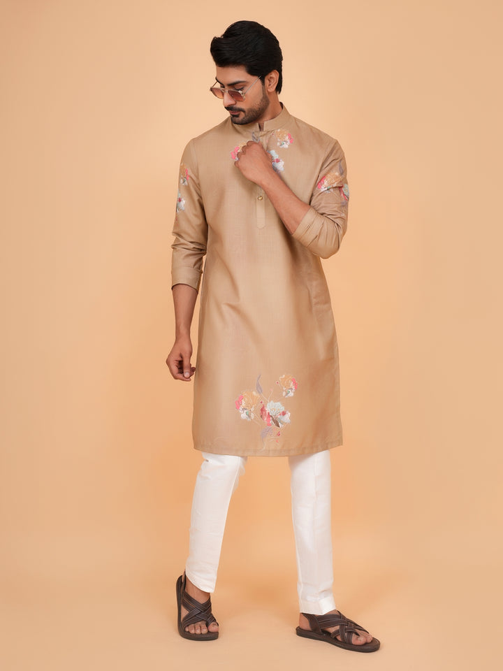 Floral Mustard Kurta Set - KM44546-2