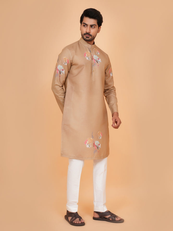 Floral Mustard Kurta Set - KM44546-2