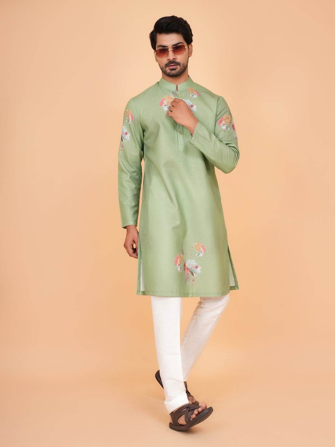 Floral Pista Kurta Set - KM44546-1