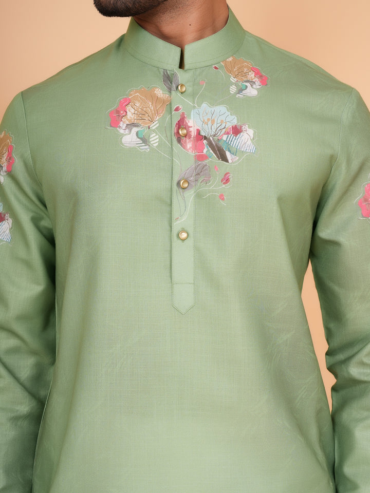 Floral Pista Kurta Set - KM44546-1
