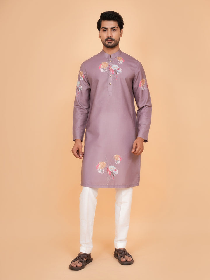 Floral Purple Kurta Set - KM44546-4