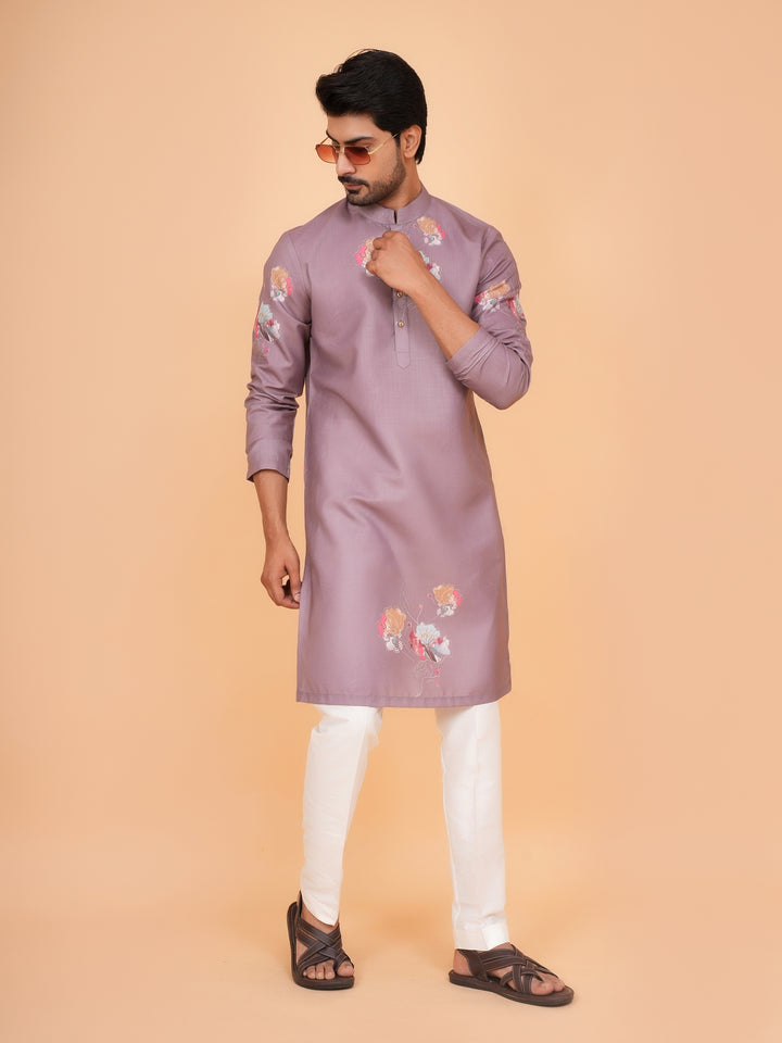 Floral Purple Kurta Set - KM44546-4
