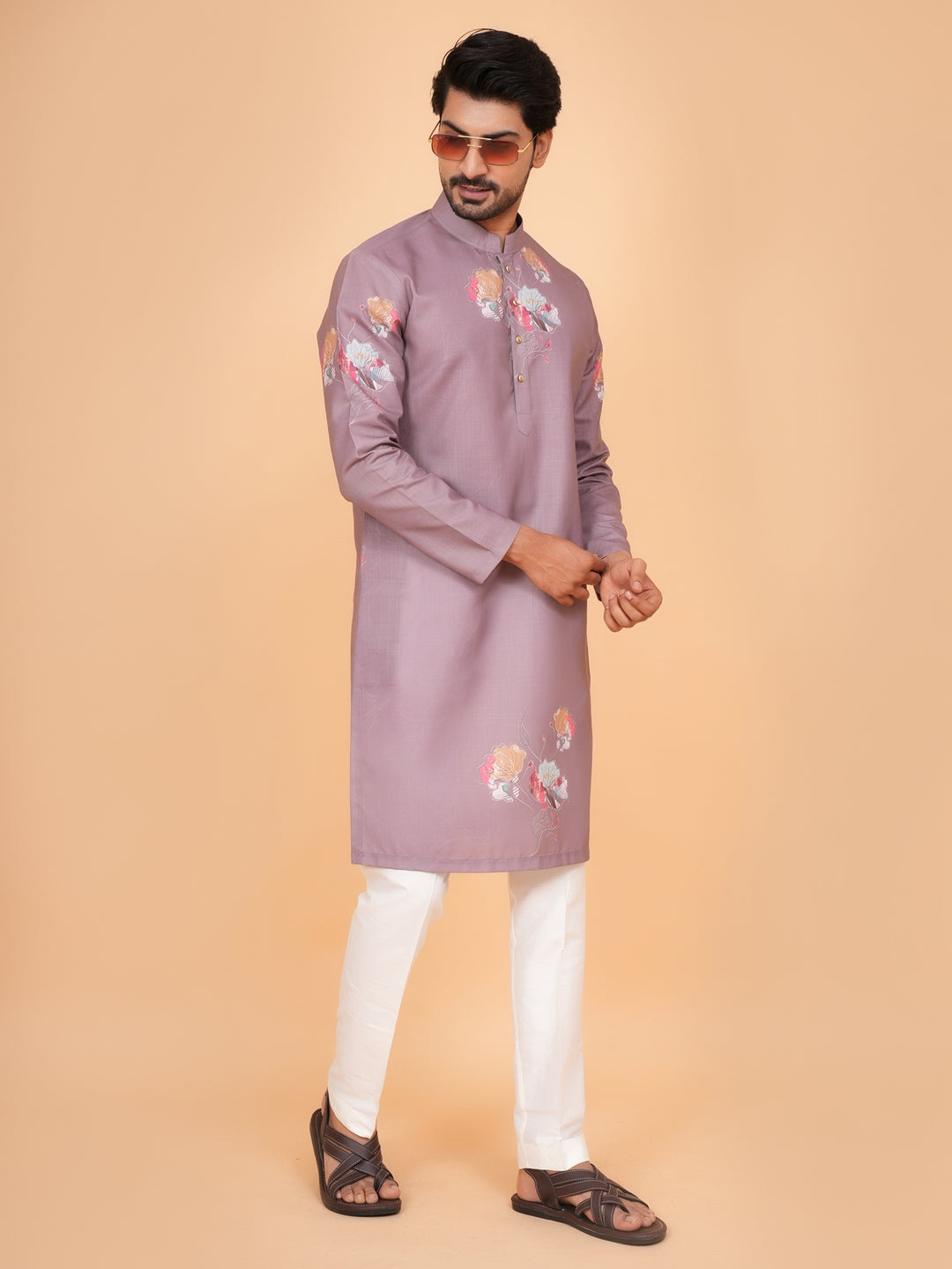 Floral Purple Kurta Set - KM44546-4
