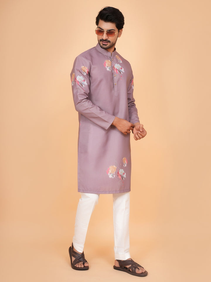 Floral Purple Kurta Set - KM44546-4