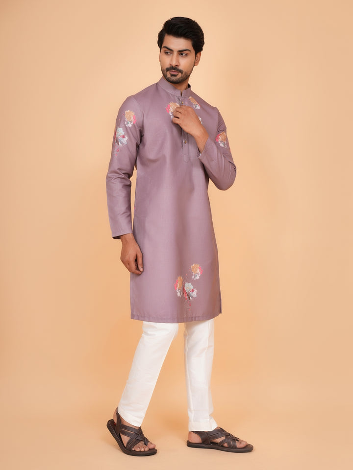 Floral Purple Kurta Set - KM44546-4
