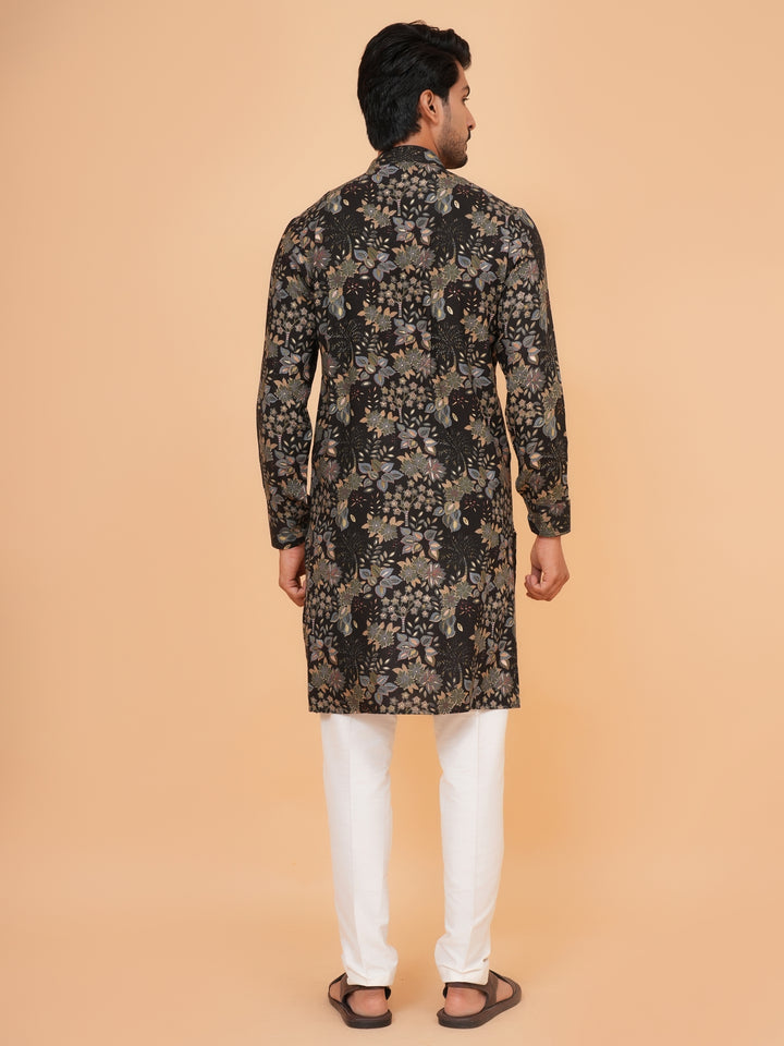 Floral Black Kurta Set - KM45064-1
