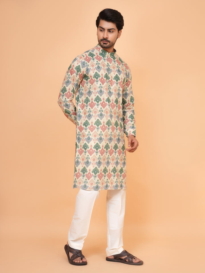 Ethnic Motifs Fawn Kurta Set - KM45064-2