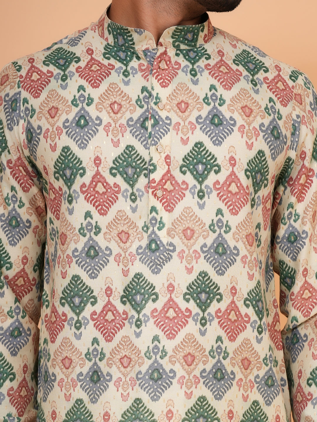 Ethnic Motifs Fawn Kurta Set - KM45064-2