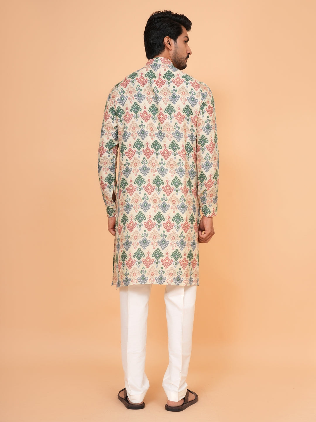 Ethnic Motifs Fawn Kurta Set - KM45064-2