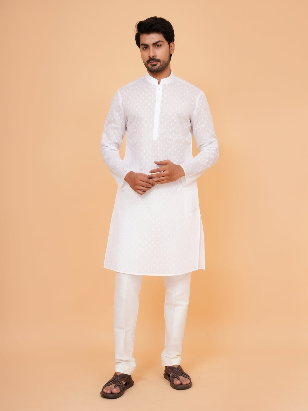 Solid White Kurta Set - KM45076-296