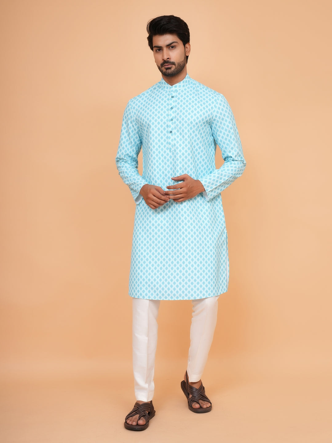 Leafs Blue Kurta Set - KE44995-1
