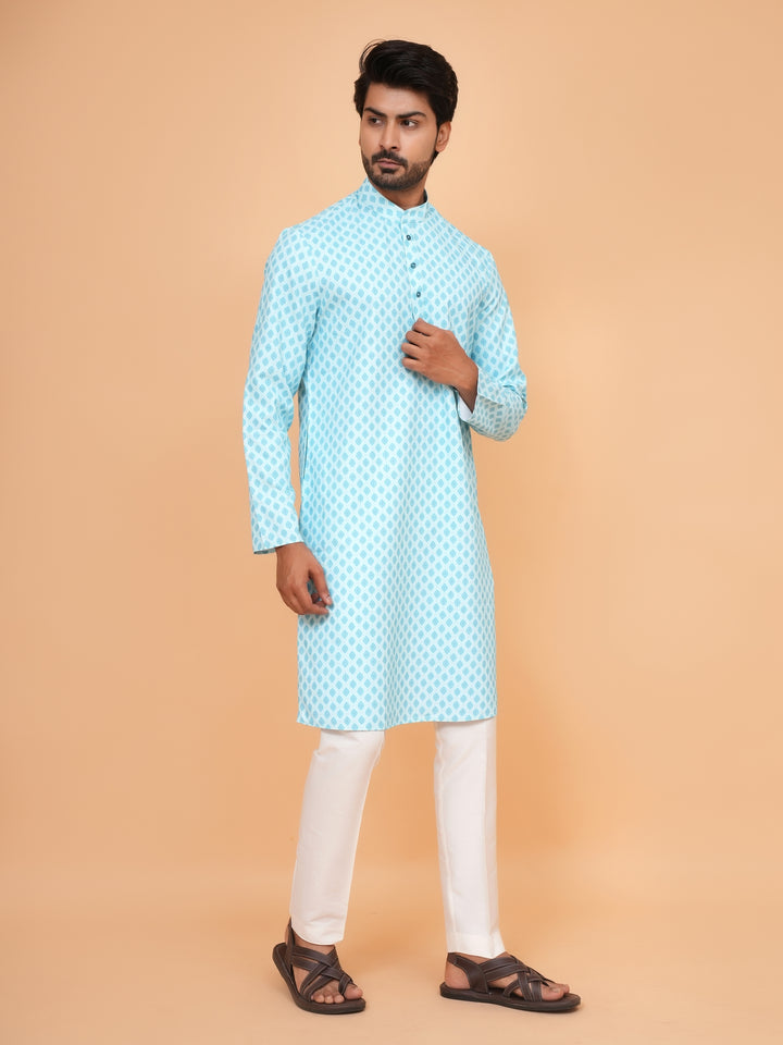 Leafs Blue Kurta Set - KE44995-1