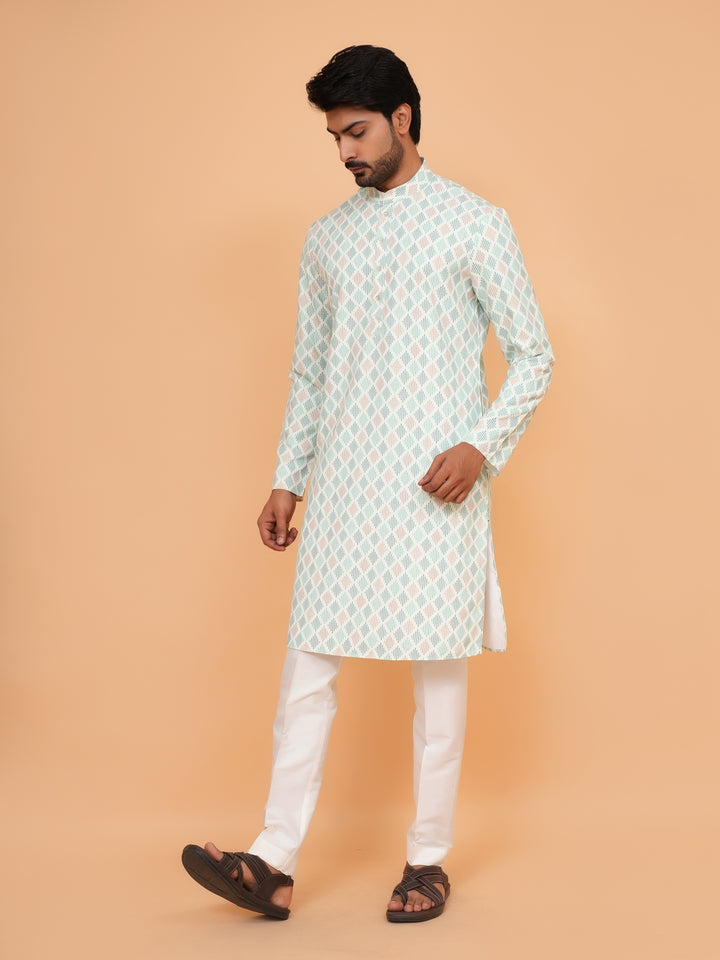 Striped Pista Kurta Set - KE44995-2