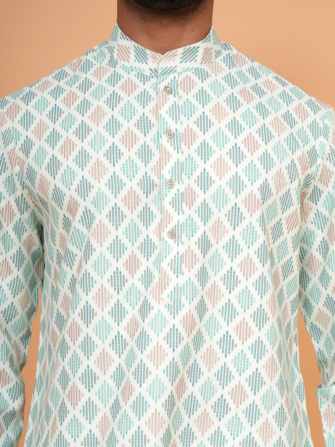 Striped Pista Kurta Set - KE44995-2