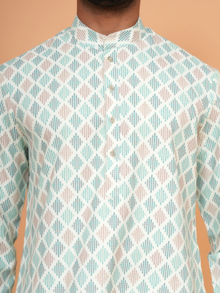 Striped Pista Kurta Set - KE44995-2
