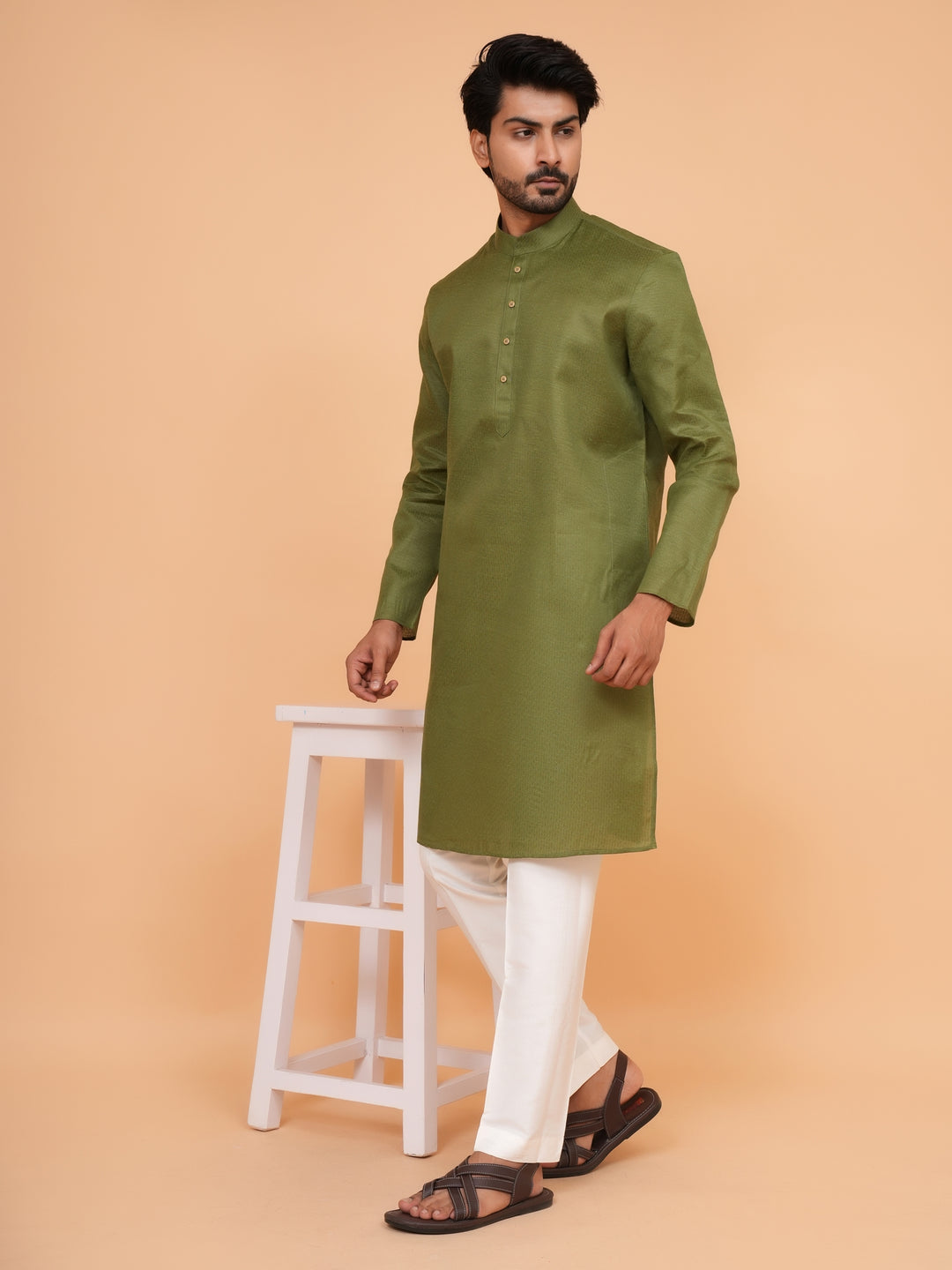 Checked Green Kurta Set - KM44091-5
