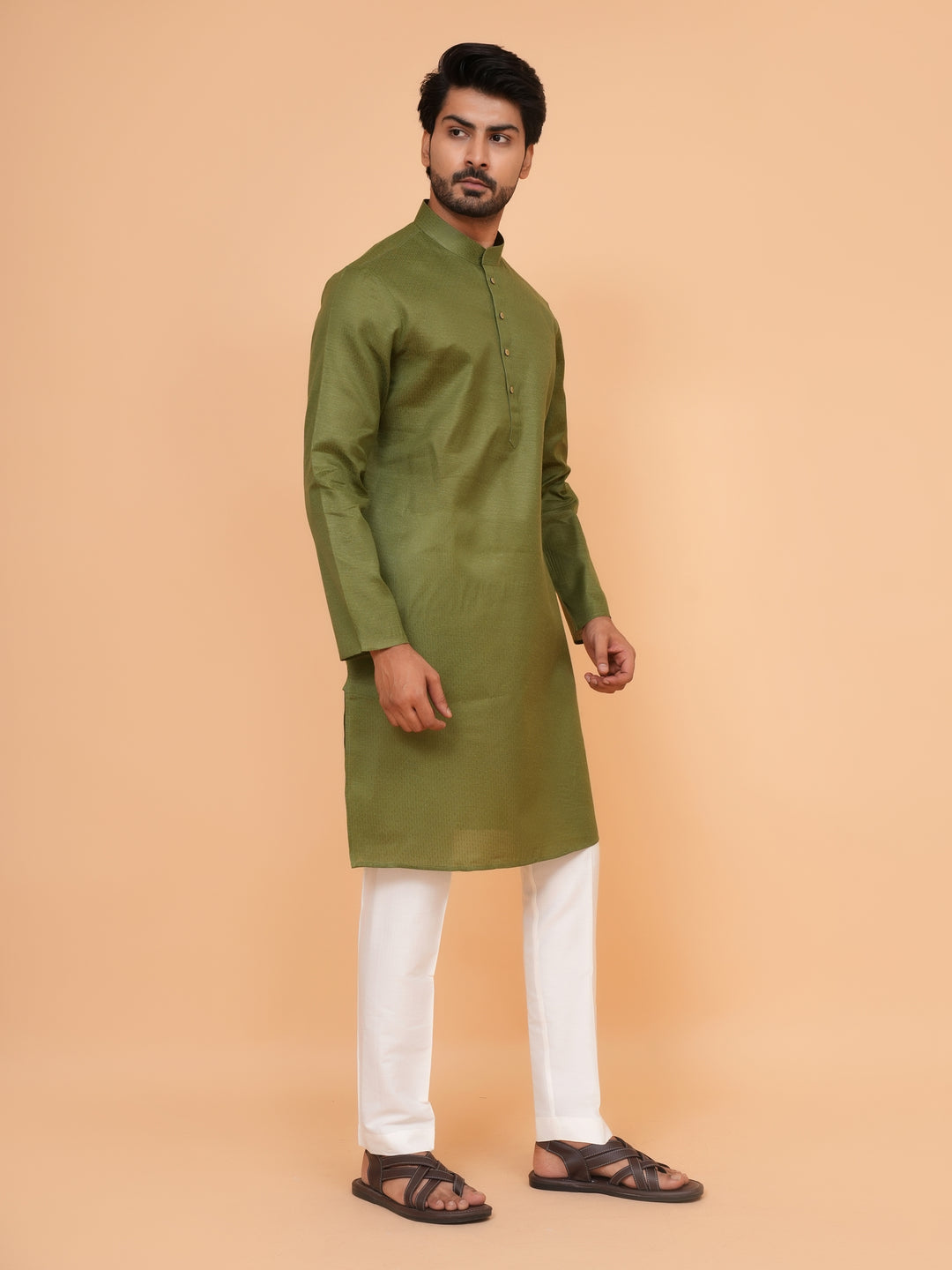 Checked Green Kurta Set - KM44091-5