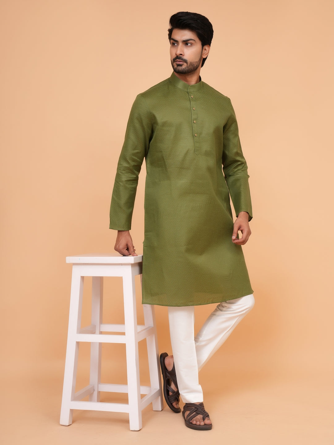 Checked Green Kurta Set - KM44091-5