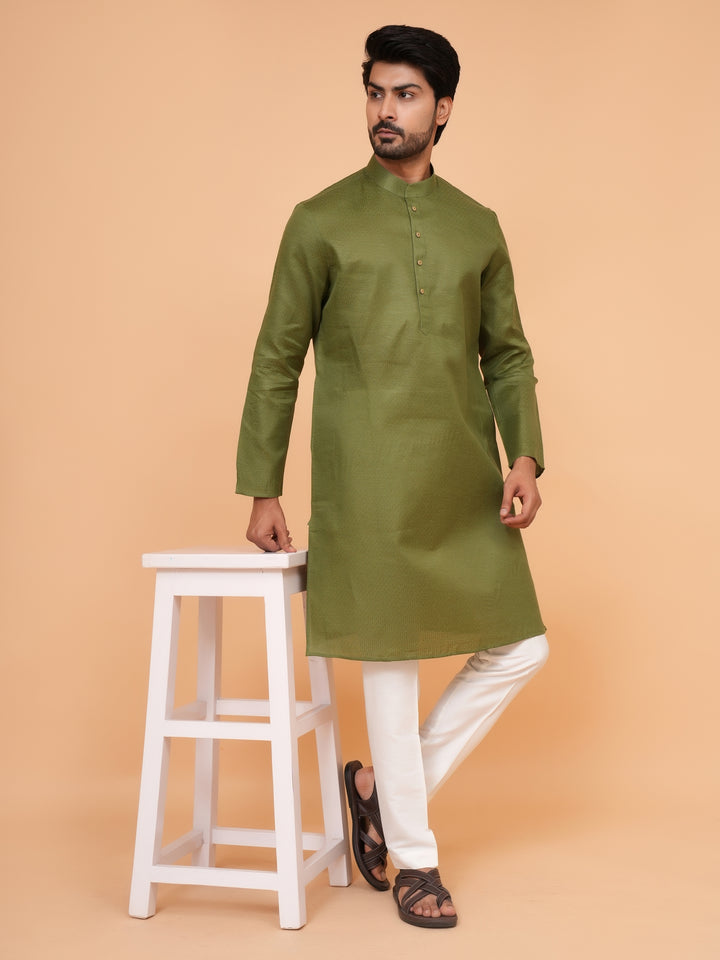 Checked Green Kurta Set - KM44091-5