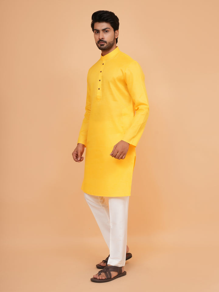 Checked Mustard Kurta Set - KM44091-6