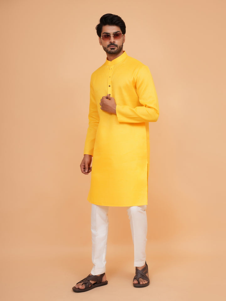 Checked Mustard Kurta Set - KM44091-6