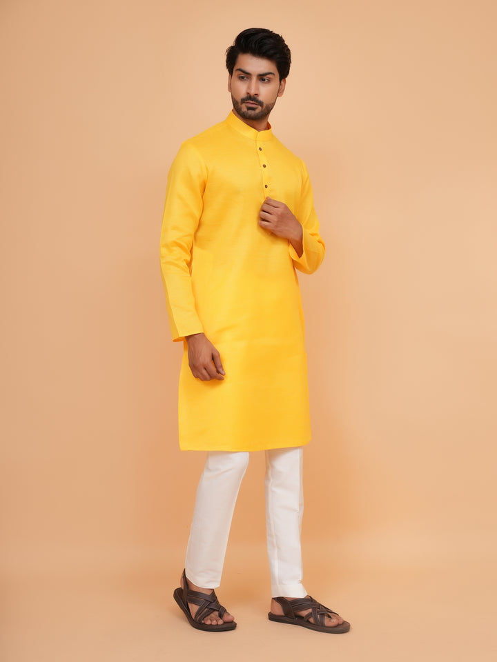 Checked Mustard Kurta Set - KM44091-6