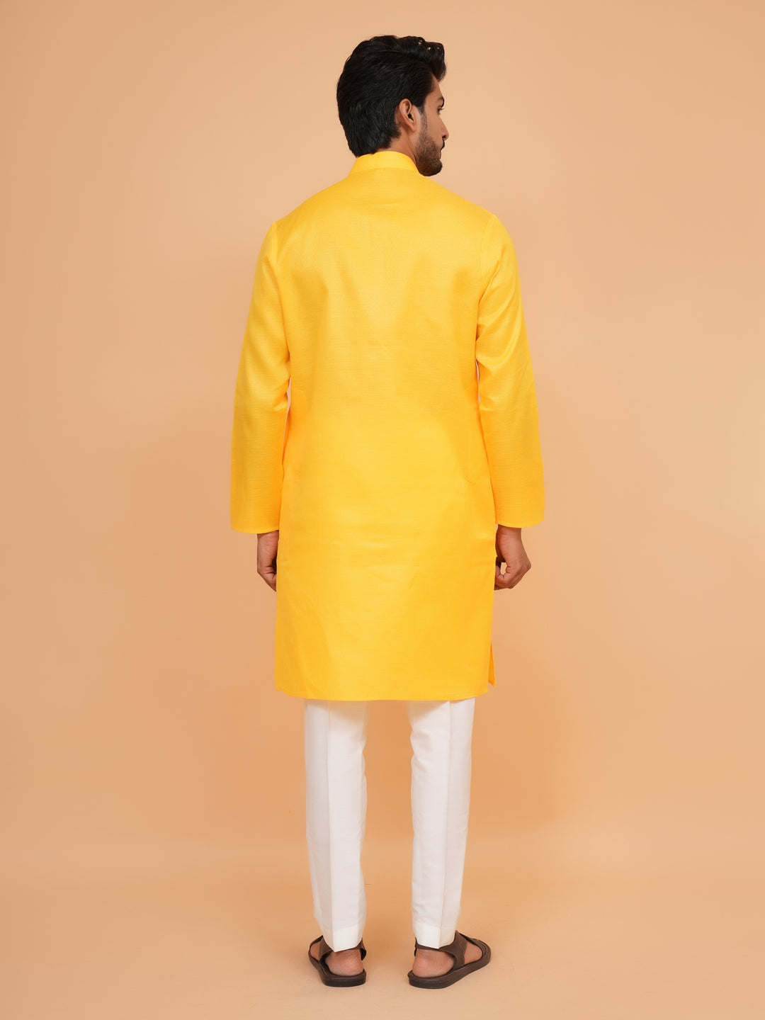 Checked Mustard Kurta Set - KM44091-6