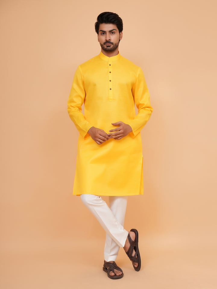 Checked Mustard Kurta Set - KM44091-6
