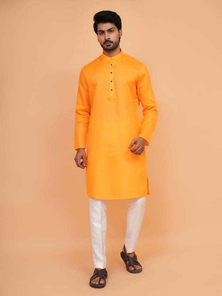 Checked Orange Kurta Set - KM44091-3