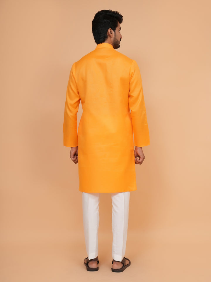 Checked Orange Kurta Set - KM44091-3