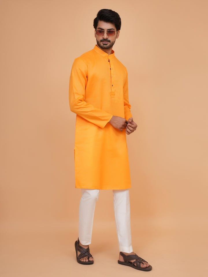 Checked Orange Kurta Set - KM44091-3