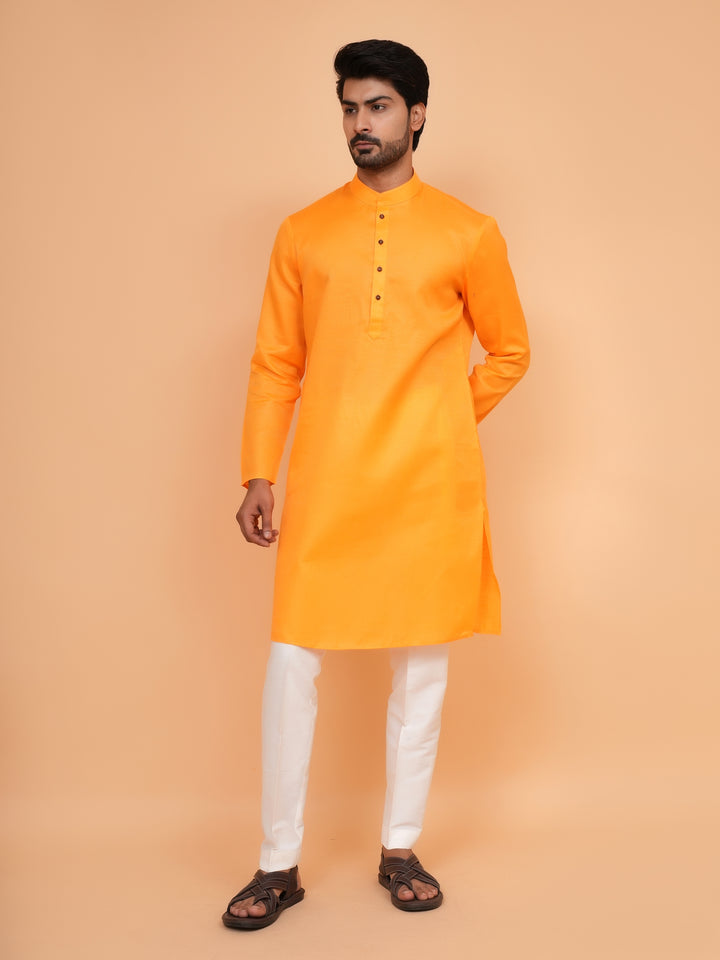 Checked Orange Kurta Set - KM44091-3