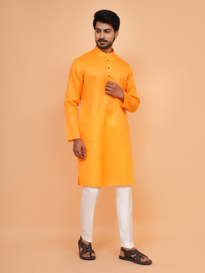 Checked Orange Kurta Set - KM44091-3