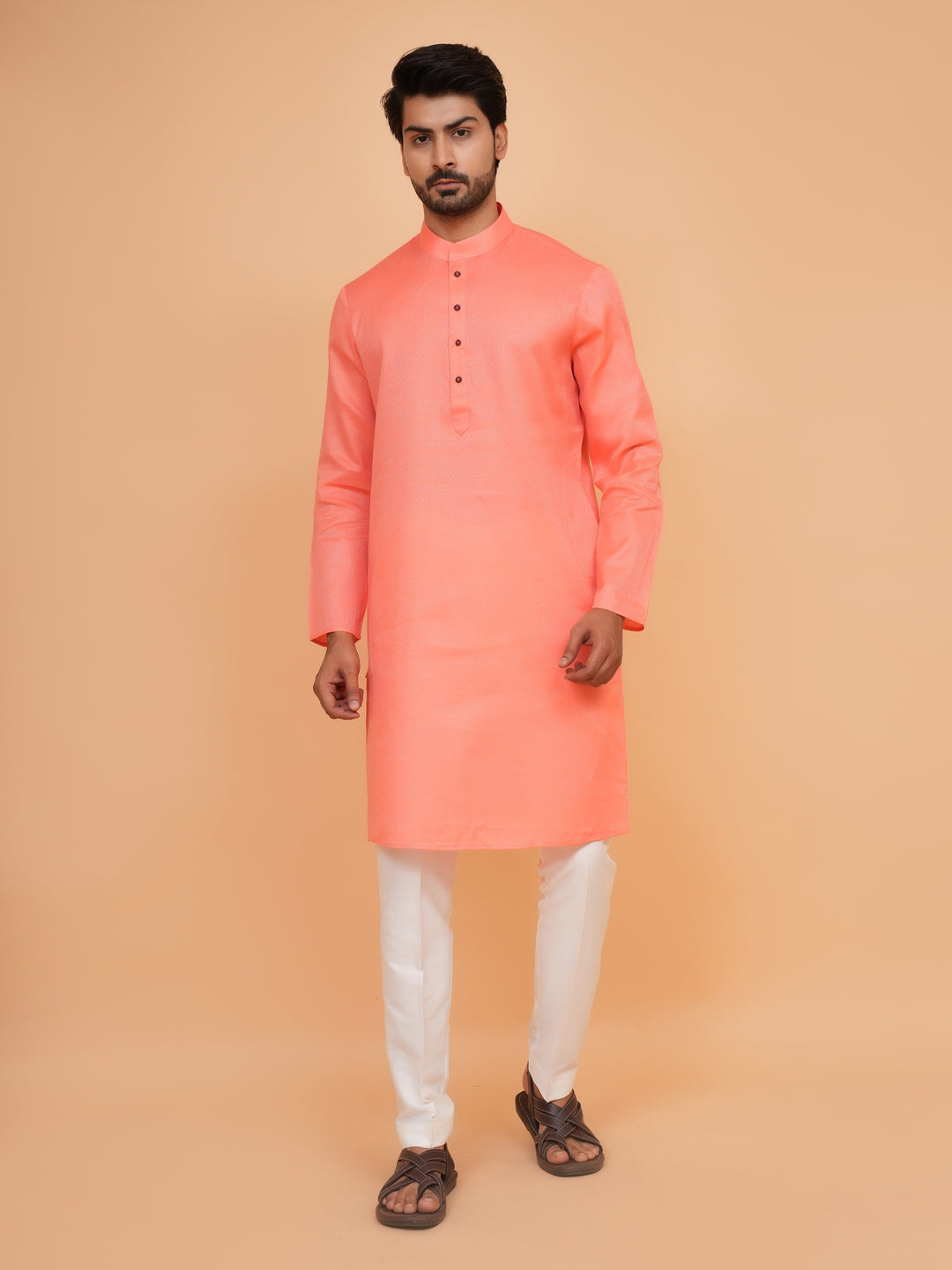 Checked Pink Kurta Set - KM44091-2