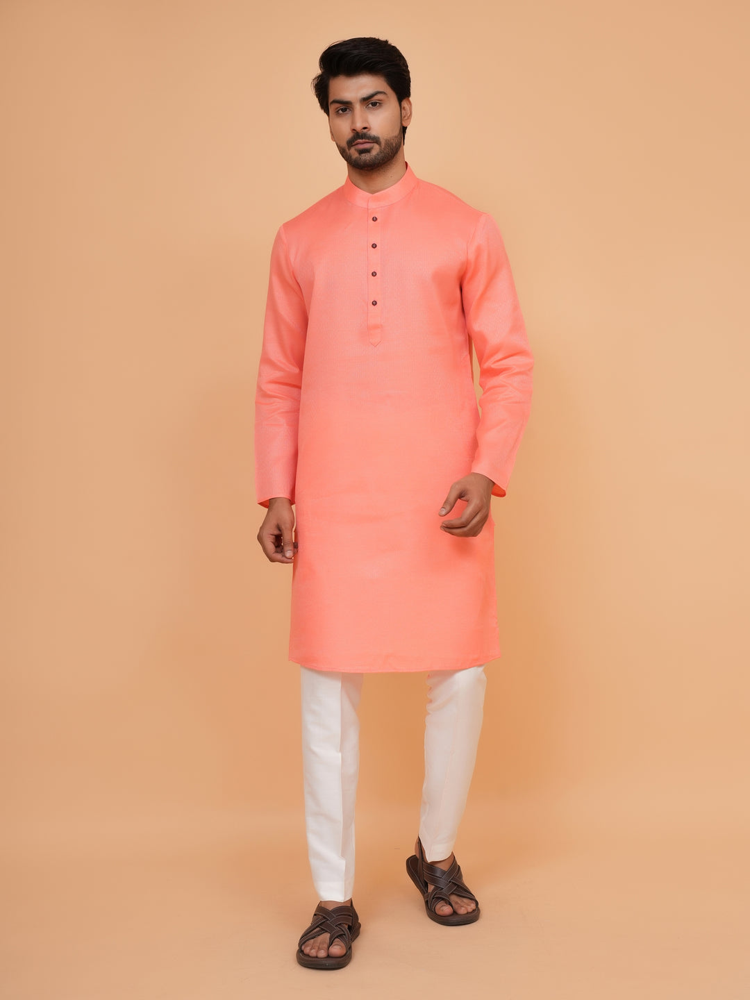 Checked Pink Kurta Set - KM44091-2