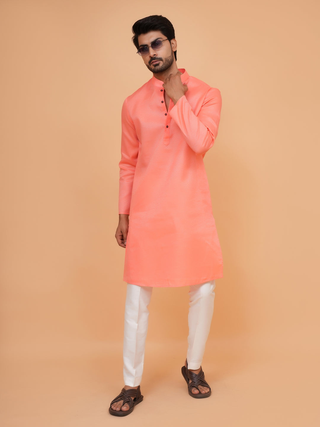 Checked Pink Kurta Set - KM44091-2
