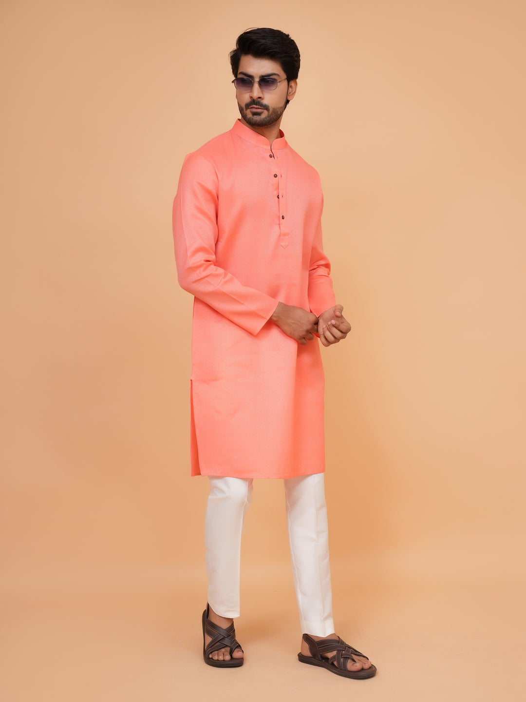 Checked Pink Kurta Set - KM44091-2