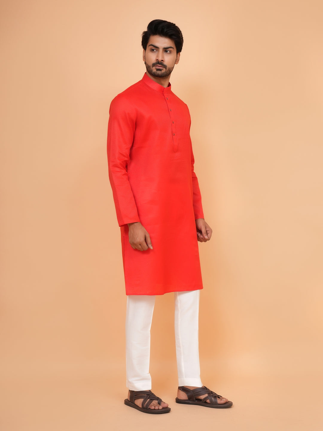 Checked Red Kurta Set - KM44091-4