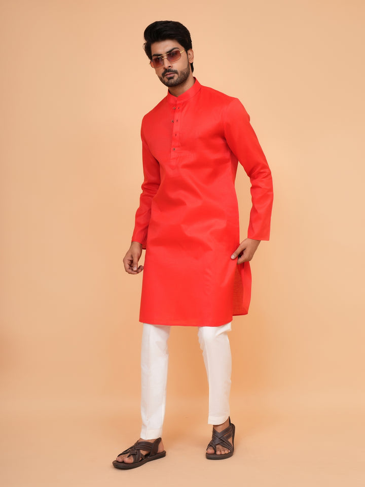 Checked Red Kurta Set - KM44091-4