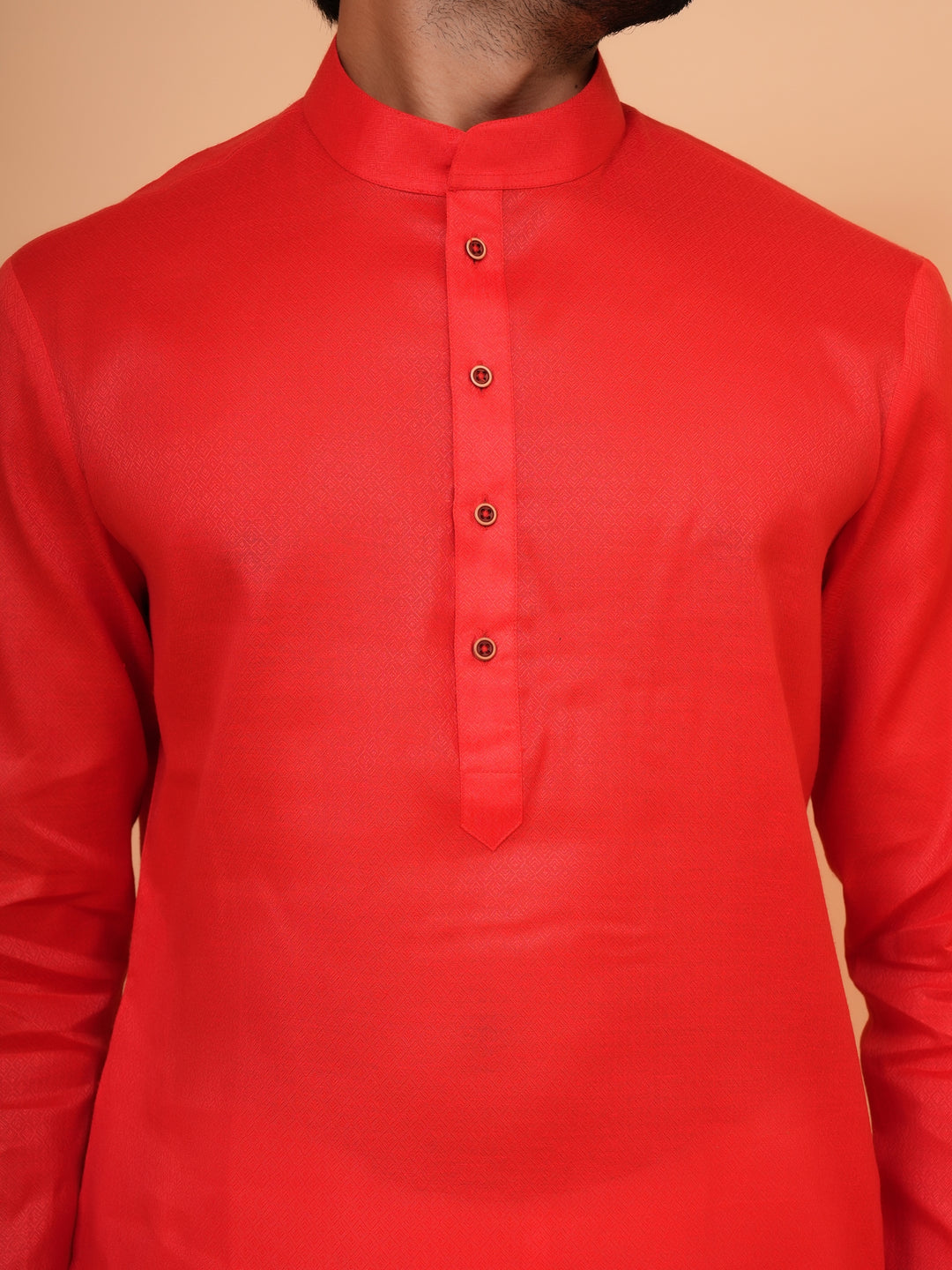Checked Red Kurta Set - KM44091-4